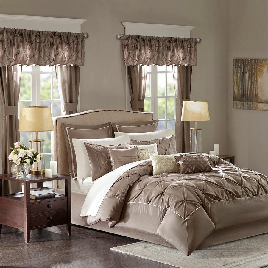 Joella 24 Piece Room in a Bag Taupe Queen Olliix.com