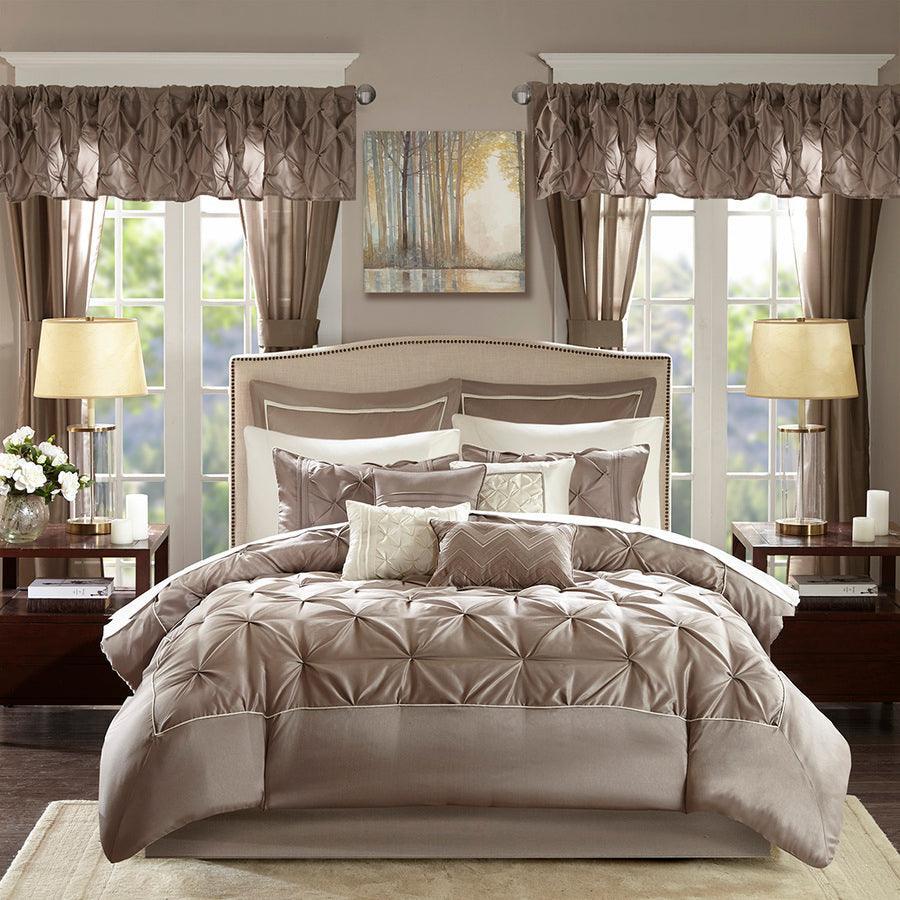 Joella California King 24 Piece Room in a Bag Taupe Olliix.com