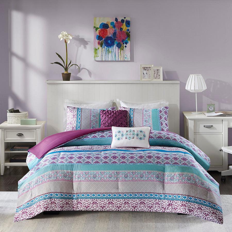 Joni 26 " W Comforter Set Purple Twin/Twin XL Olliix.com