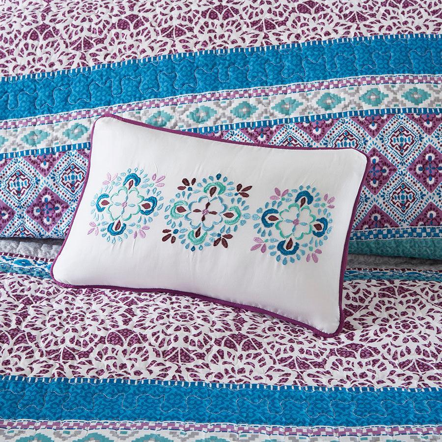 Joni Twin/Twin XL Boho Reversible Coverlet Set Purple Olliix.com