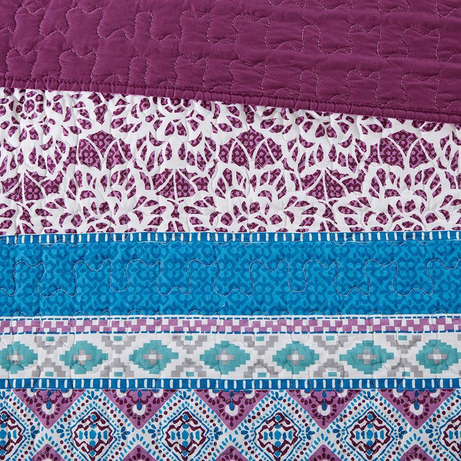 Joni Twin/Twin XL Boho Reversible Coverlet Set Purple Olliix.com