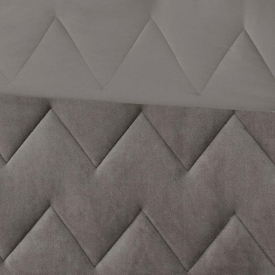 Kai King Quilted Reversible Microfiber to Plush Comforter Set Gray Olliix.com