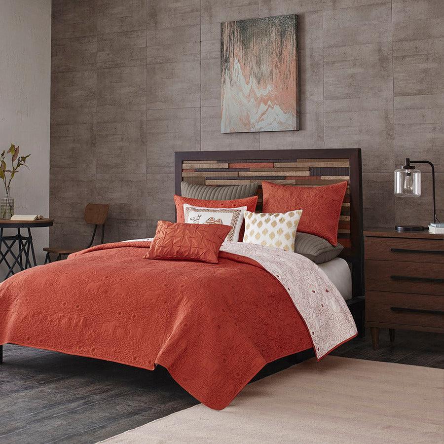 Kandula Full/Queen 3 Piece Coverlet Mini Set Coral Olliix.com