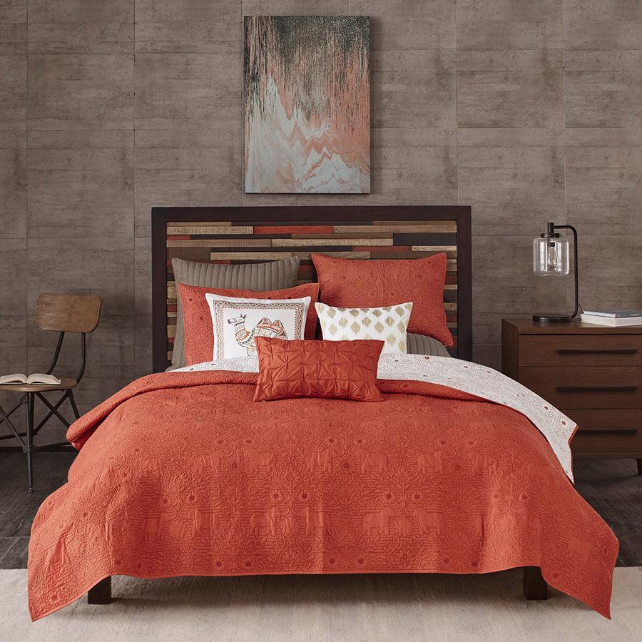 Kandula Full/Queen 3 Piece Coverlet Mini Set Coral Olliix.com