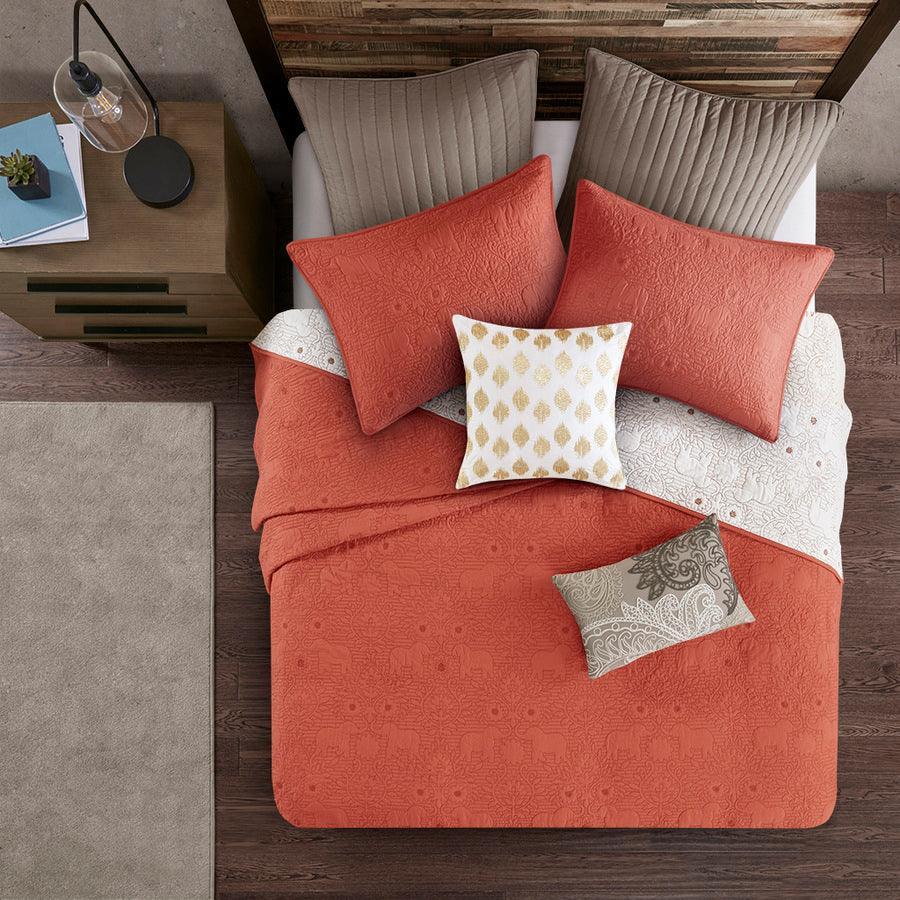 Kandula Full/Queen 3 Piece Coverlet Mini Set Coral Olliix.com