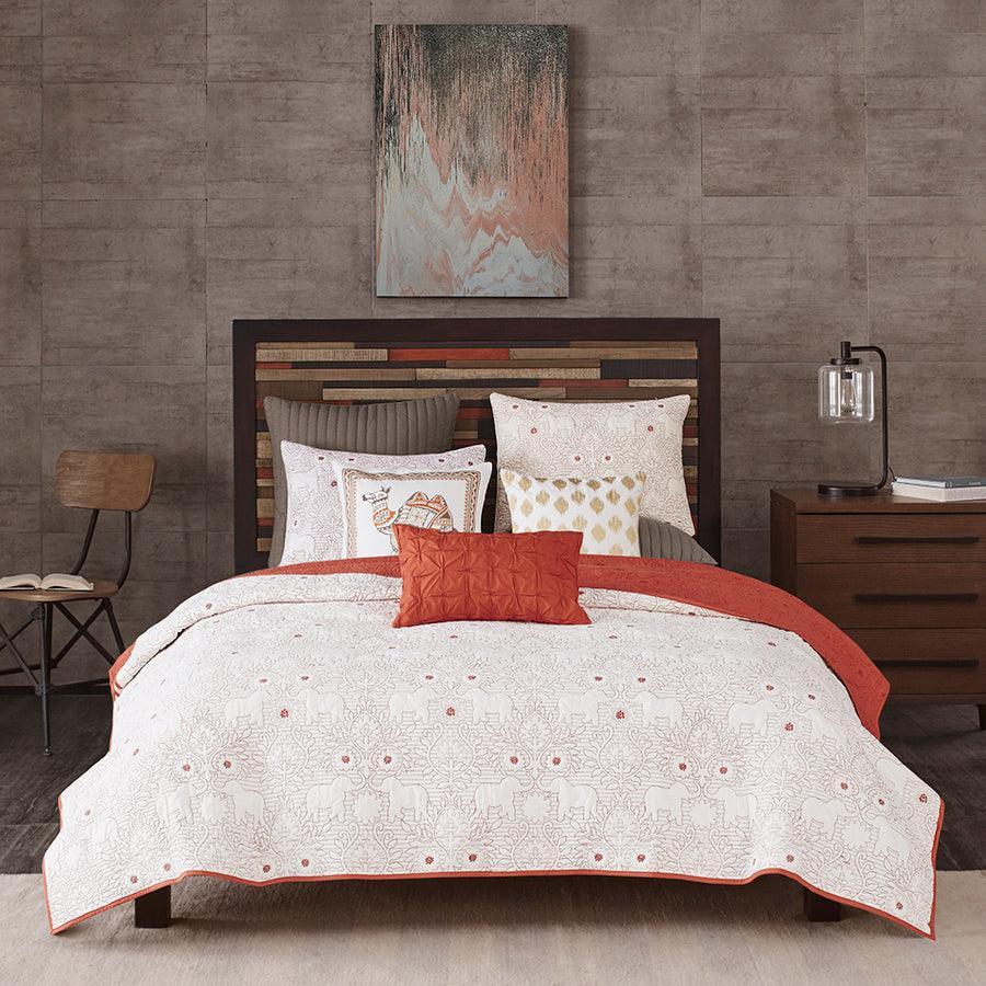 Kandula Full/Queen 3 Piece Coverlet Mini Set Coral Olliix.com