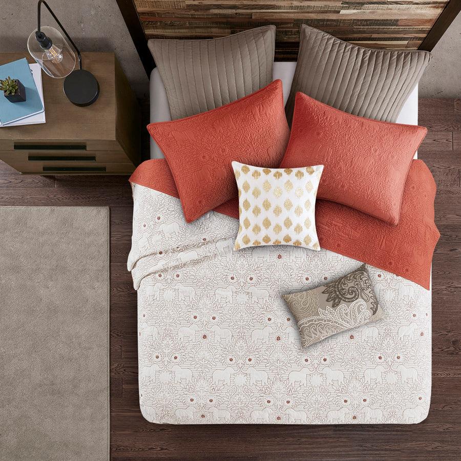 Kandula Full/Queen 3 Piece Coverlet Mini Set Coral Olliix.com