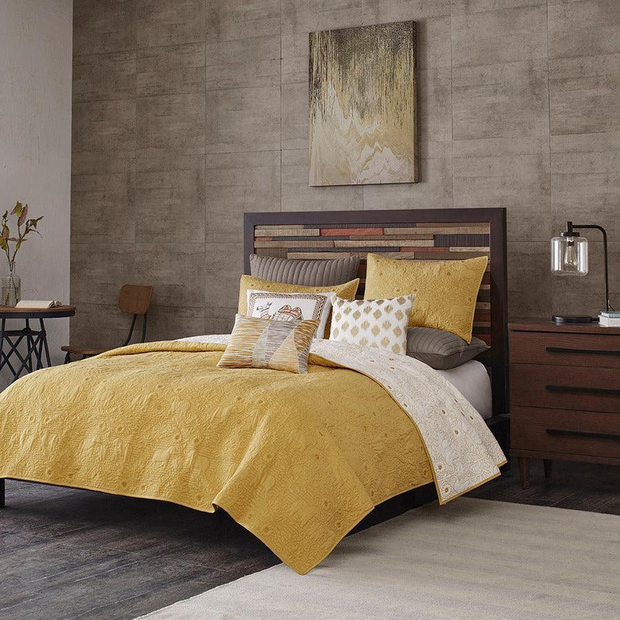 Kandula King/California King 3 Piece Coverlet Mini Set Yellow Olliix.com