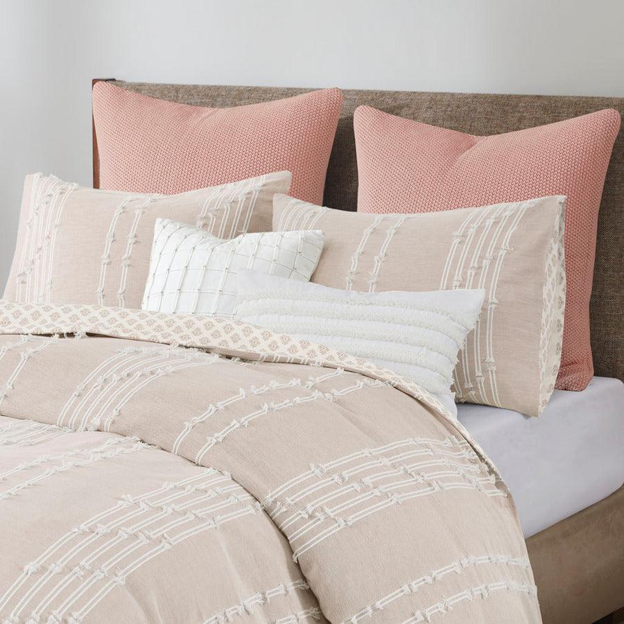 Kara Cotton 36 " W Jacquard Comforter Set Blush King/Cal King Olliix.com