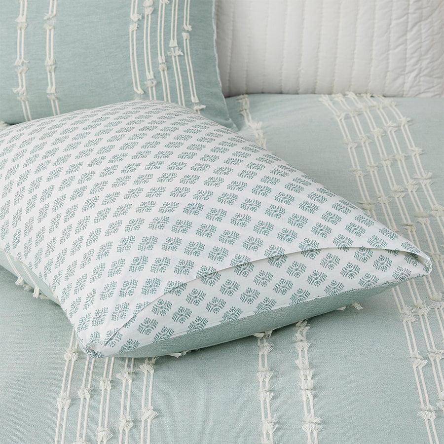 Kara Cotton Jacquard Comforter Set Aqua King/Cal King Olliix.com