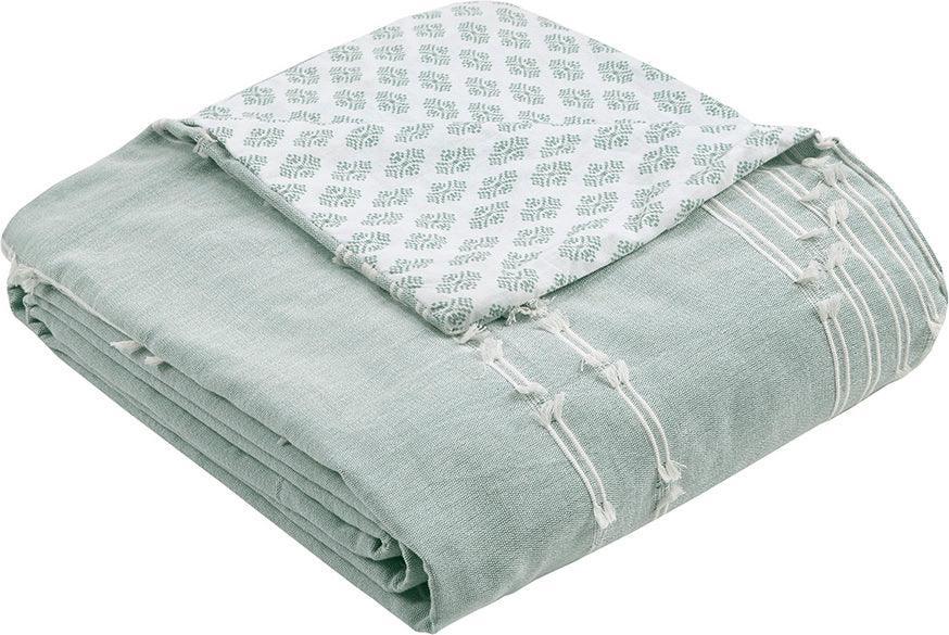 Kara Full/Queen Cotton Jacquard Duvet Cover Set Aqua Olliix.com