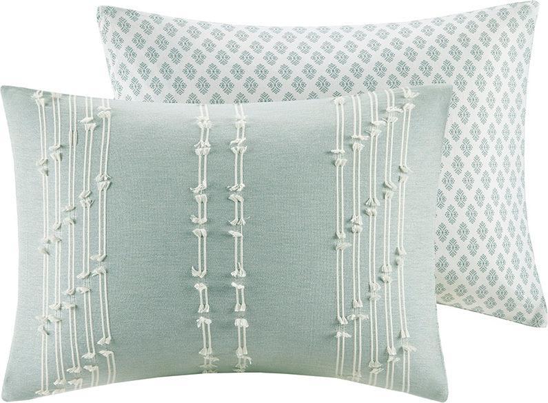 Kara King/California King Cotton Jacquard Duvet Cover Set Aqua Olliix.com