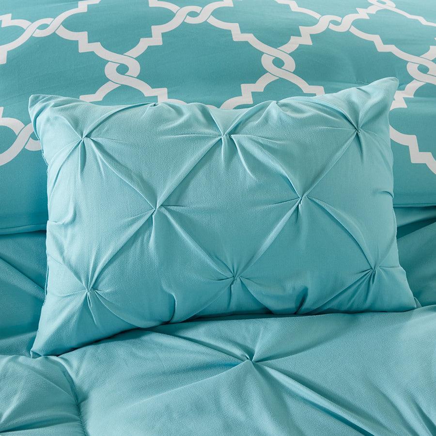 Kasey 5 Piece Reversible Comforter Set Aqua Full/Queen Olliix.com