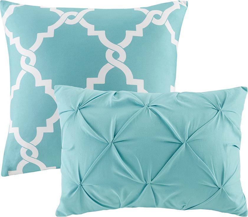 Kasey 5 Piece Reversible Comforter Set Aqua Full/Queen Olliix.com