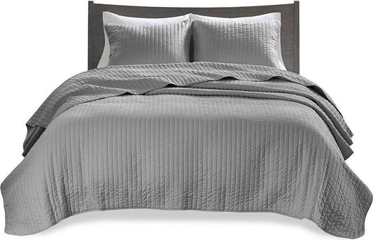 Keaton Full/Queen Reversible Coverlet Set Gray Olliix.com