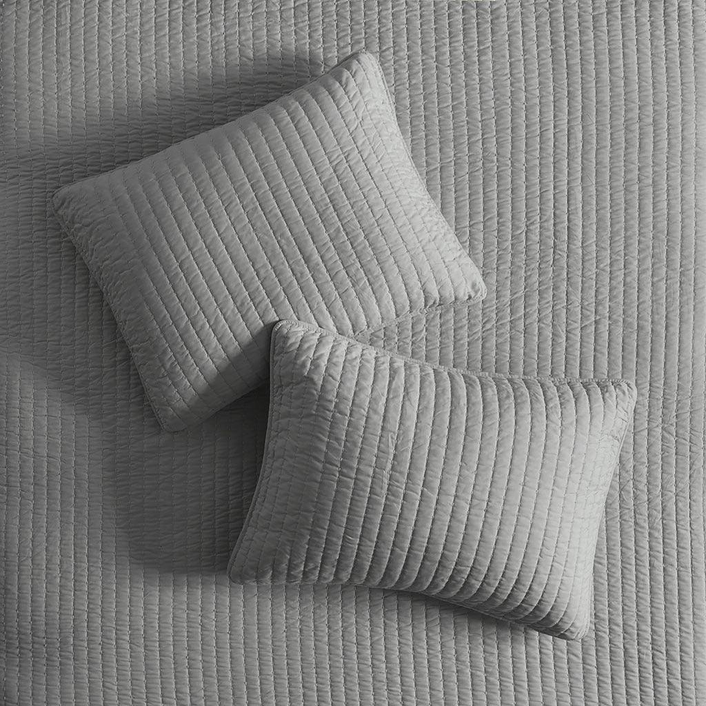 Keaton Full/Queen Reversible Coverlet Set Gray Olliix.com