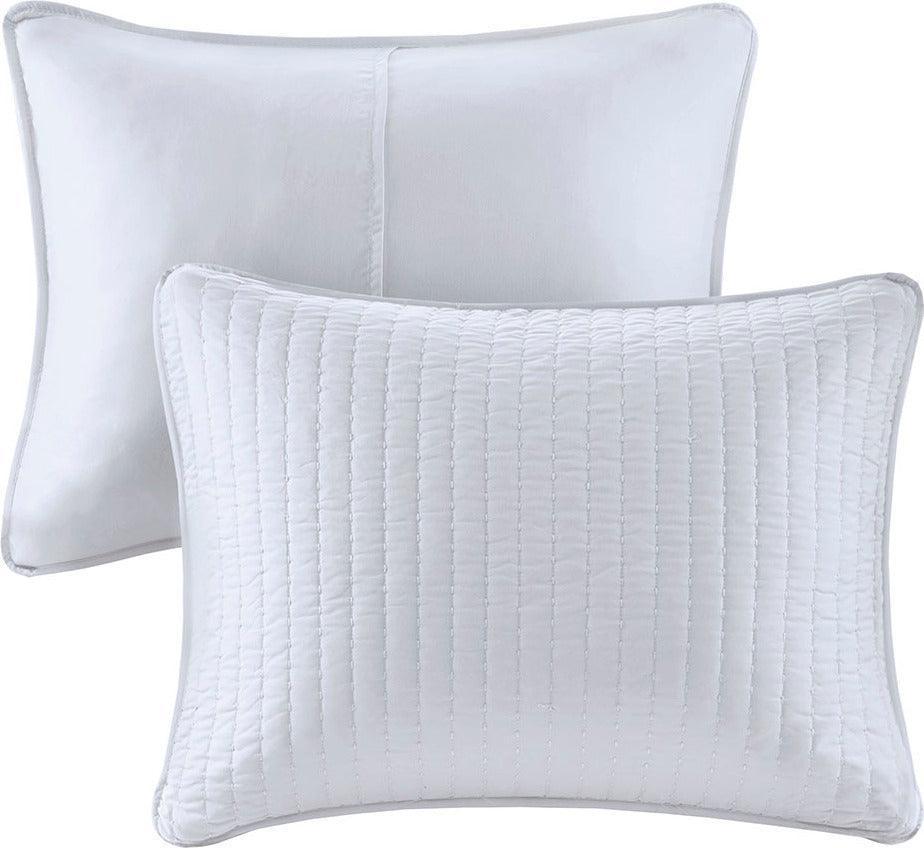 Keaton Full/Queen Reversible Coverlet Set White Olliix.com