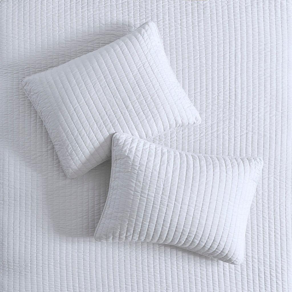 Keaton Full/Queen Reversible Coverlet Set White Olliix.com