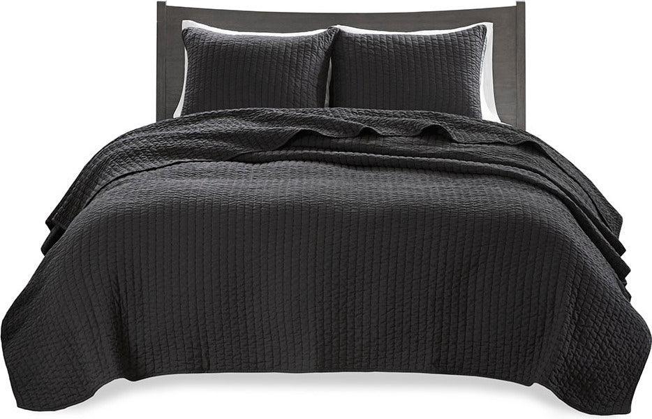 Keaton King/California King Reversible Coverlet Set Black Olliix.com