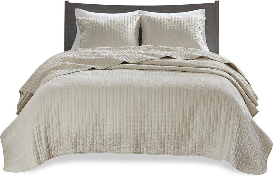 Keaton King/California King Reversible Coverlet Set Cream Olliix.com