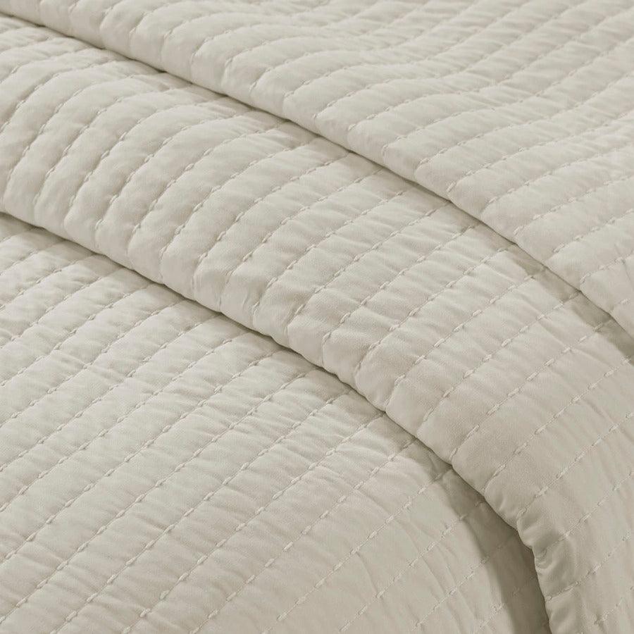 Keaton King/California King Reversible Coverlet Set Cream Olliix.com