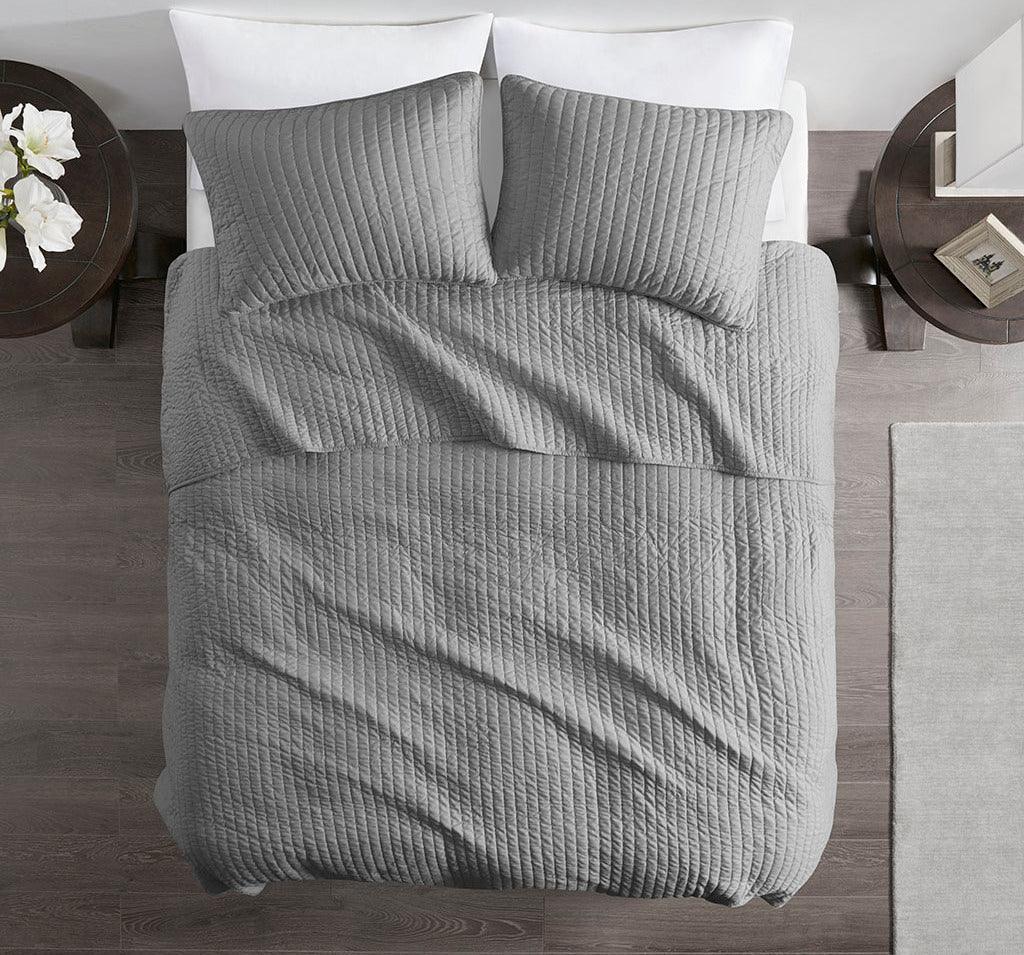 Keaton Twin/Twin XL 2-Piece Reversible Coverlet Set Gray Olliix.com