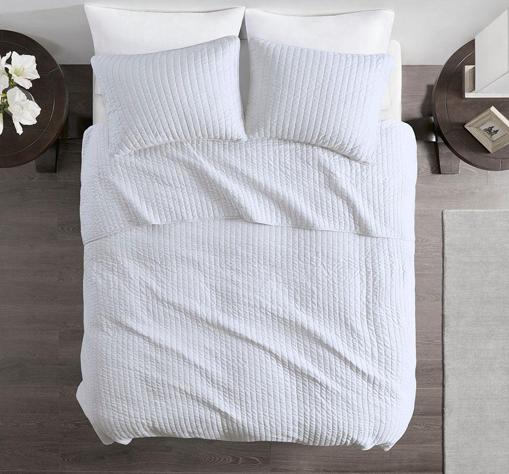 Keaton Twin/Twin XL 2-Piece Reversible Coverlet Set White Olliix.com