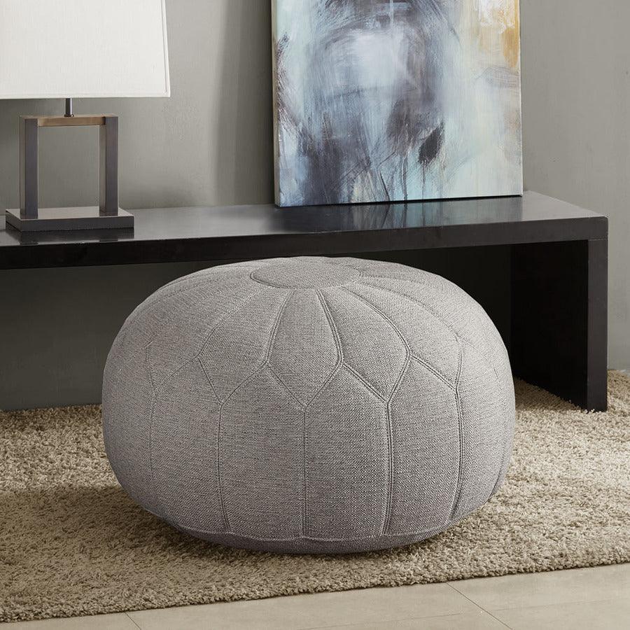 Kelsey Casual Round Pouf Ottoman 29.5"W x 29.5"D x 18"H Gray Olliix.com