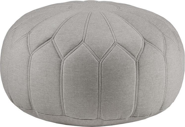 Kelsey Casual Round Pouf Ottoman 29.5"W x 29.5"D x 18"H Gray Olliix.com