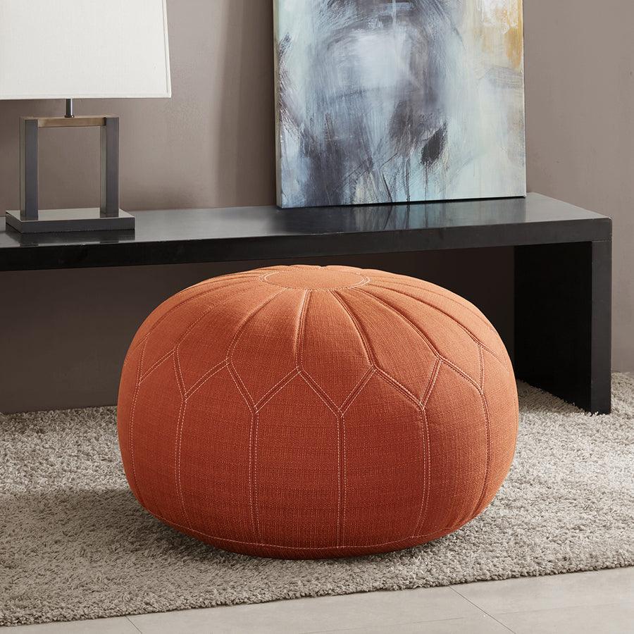 Kelsey Casual Round Pouf Ottoman 29.5W x 29.5D x 18H" Orange Olliix.com