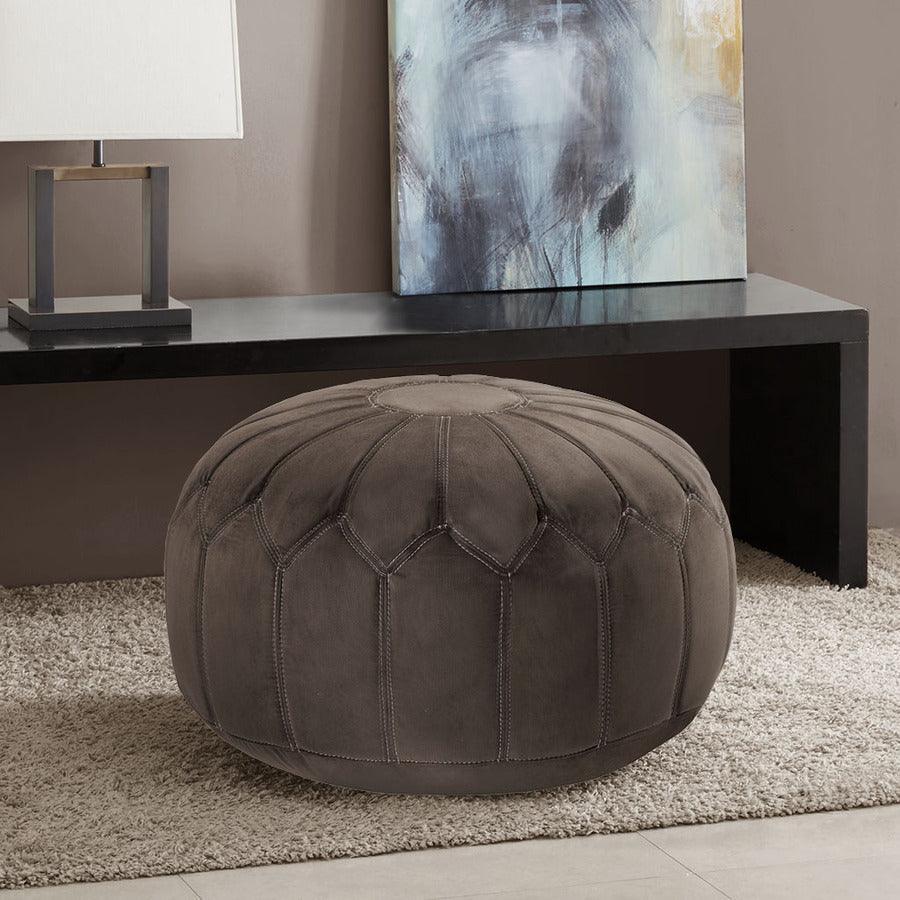 Kelsey Contemporary Round Pouf Ottoman 29.5W x 29.5D x 18H" Brown Olliix.com