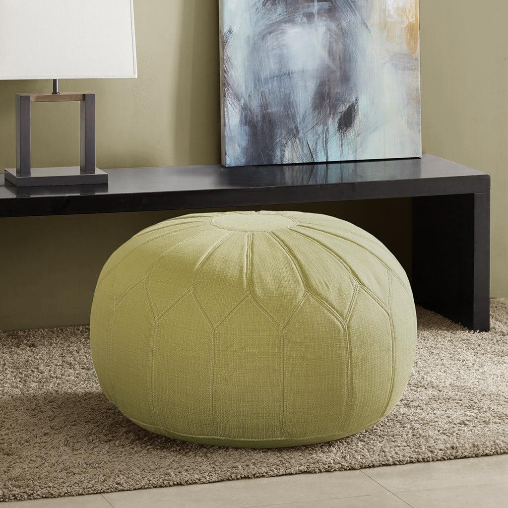 Kelsey Round Pouf Ottoman Green Olliix.com