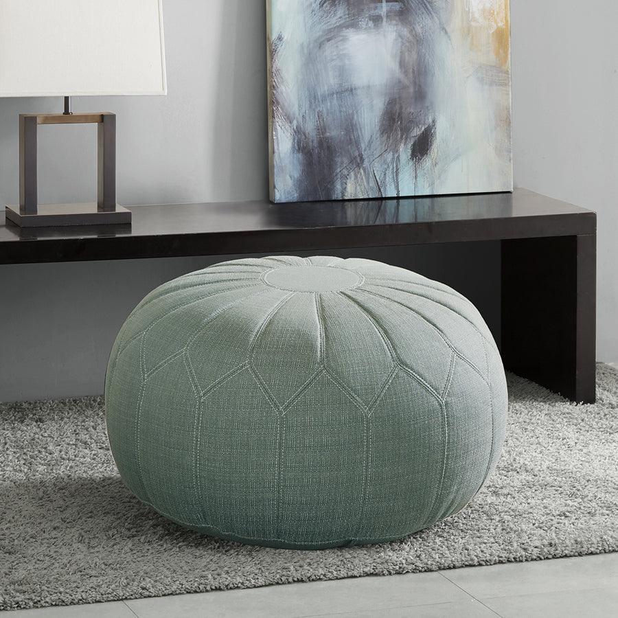 Kelsey Round Pouf Ottoman Seafoam Olliix.com