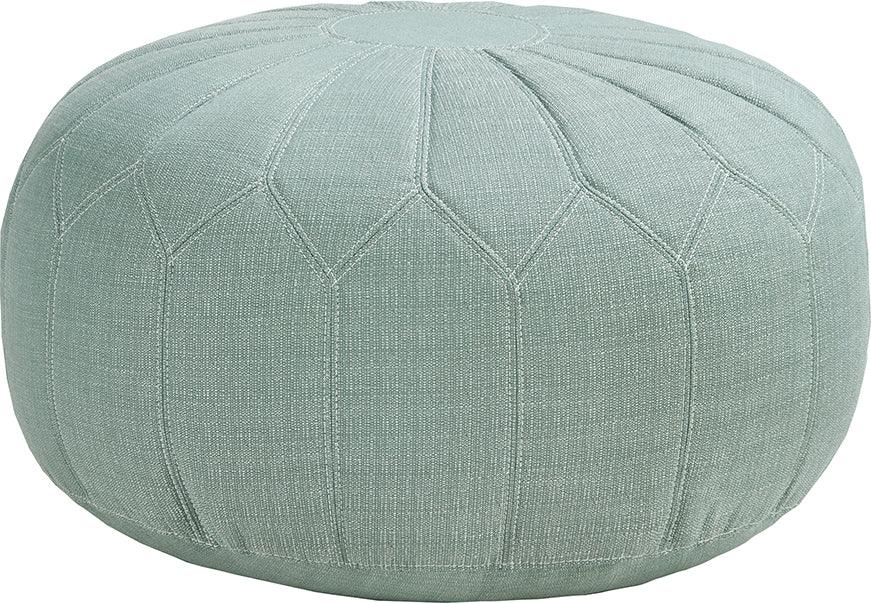 Kelsey Round Pouf Ottoman Seafoam Olliix.com