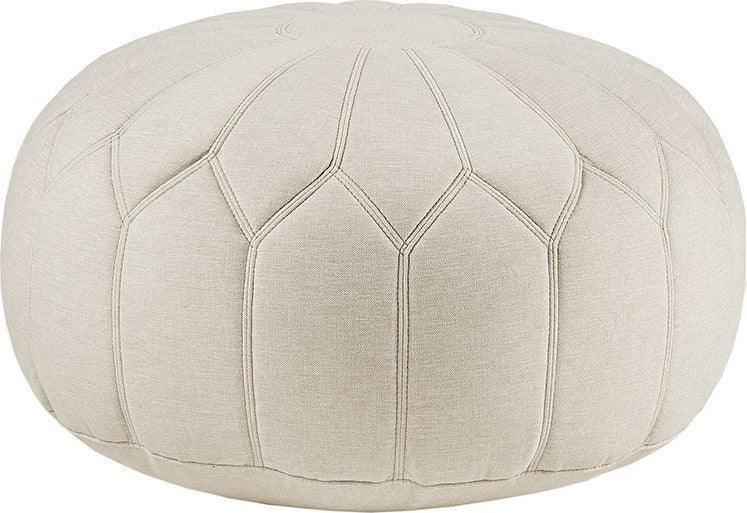 Kelsey Round Pouf Ottoman Tan Olliix.com