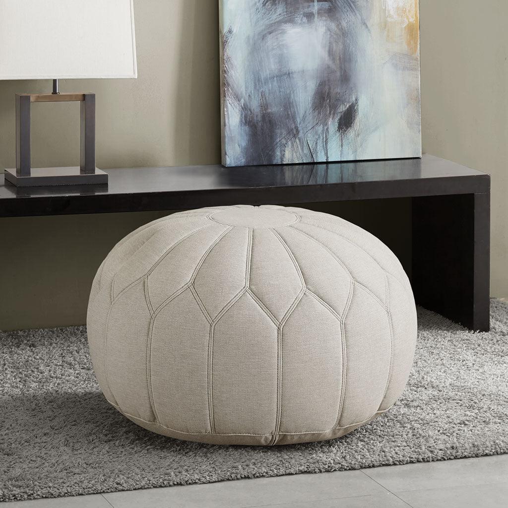 Kelsey Round Pouf Ottoman Tan Olliix.com