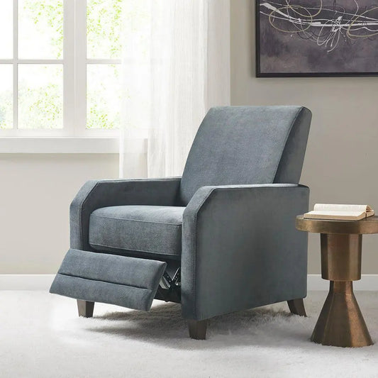 Kimble Upholstered Recliner Dark Coffee Olliix.com