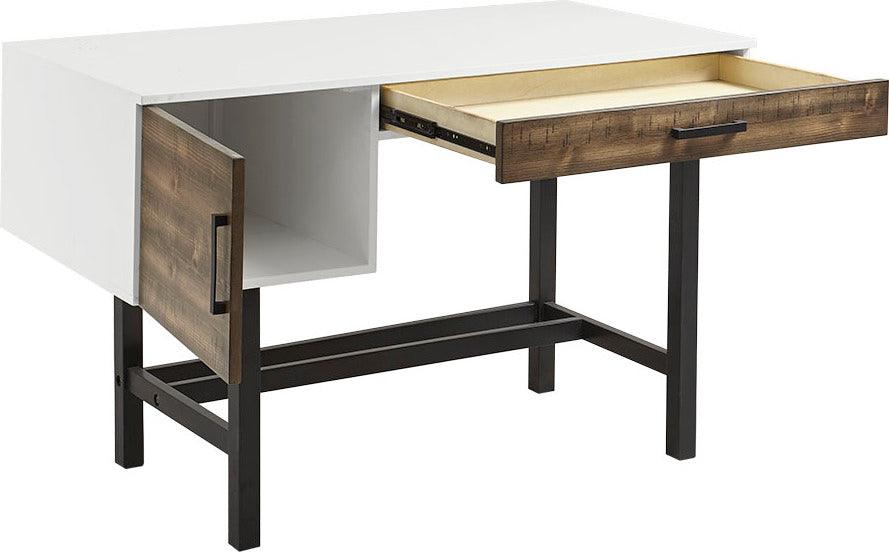 Kirtley Writing Desk With Drawer White & Brown Olliix.com