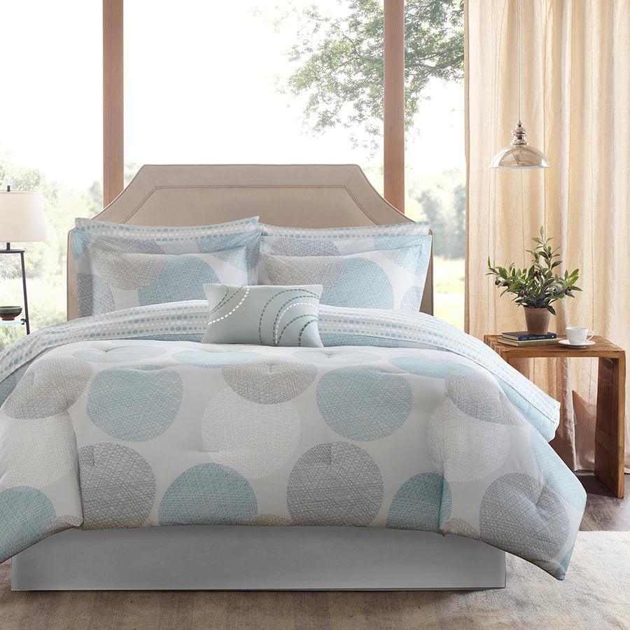 Knowles Casual Complete Comforter and Cotton Sheet Set Aqua Twin Olliix.com