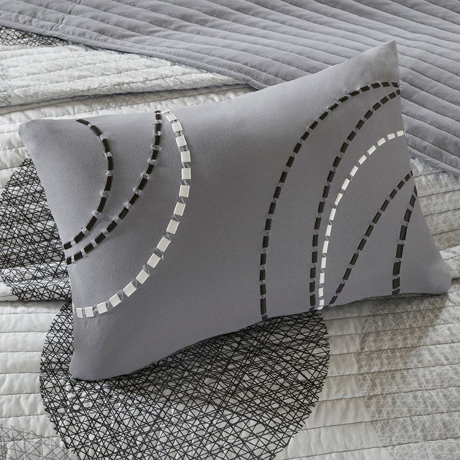 Knowles Casual Complete Reversible Coverlet and Cotton Sheet Set Cal King Gray Olliix.com