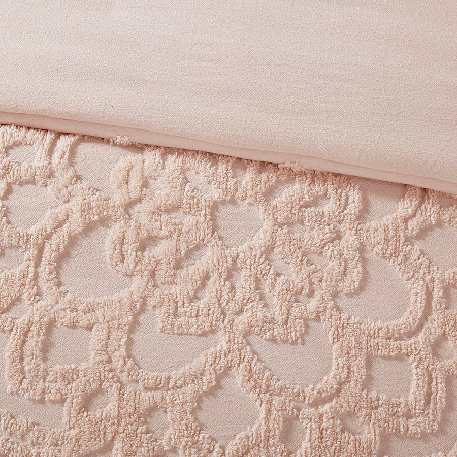 Laetitia Global Inspired Tufted Cotton Chenille Medallion Duvet Cover Set Full/Queen Blush Olliix.com