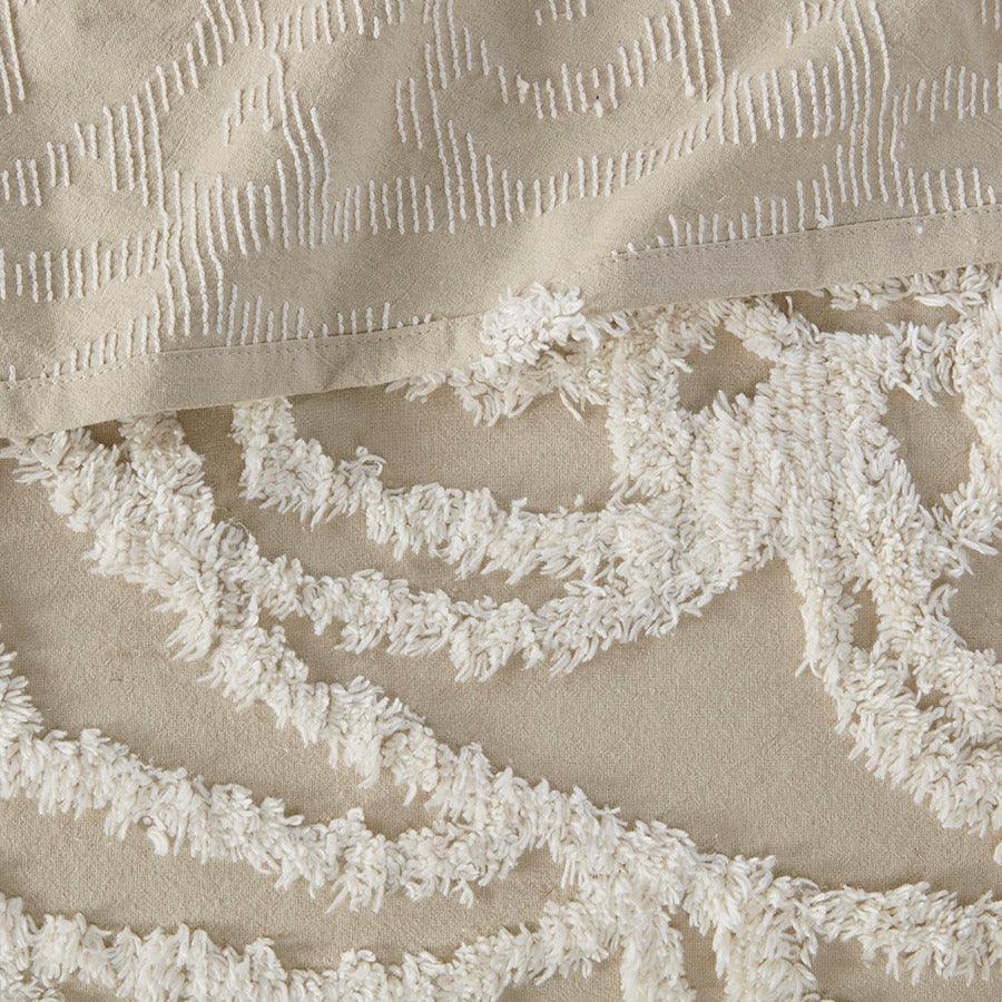 Laetitia King/California King Tufted Cotton Chenille Medallion Fringe Coverlet Mini Set Taupe Olliix.com