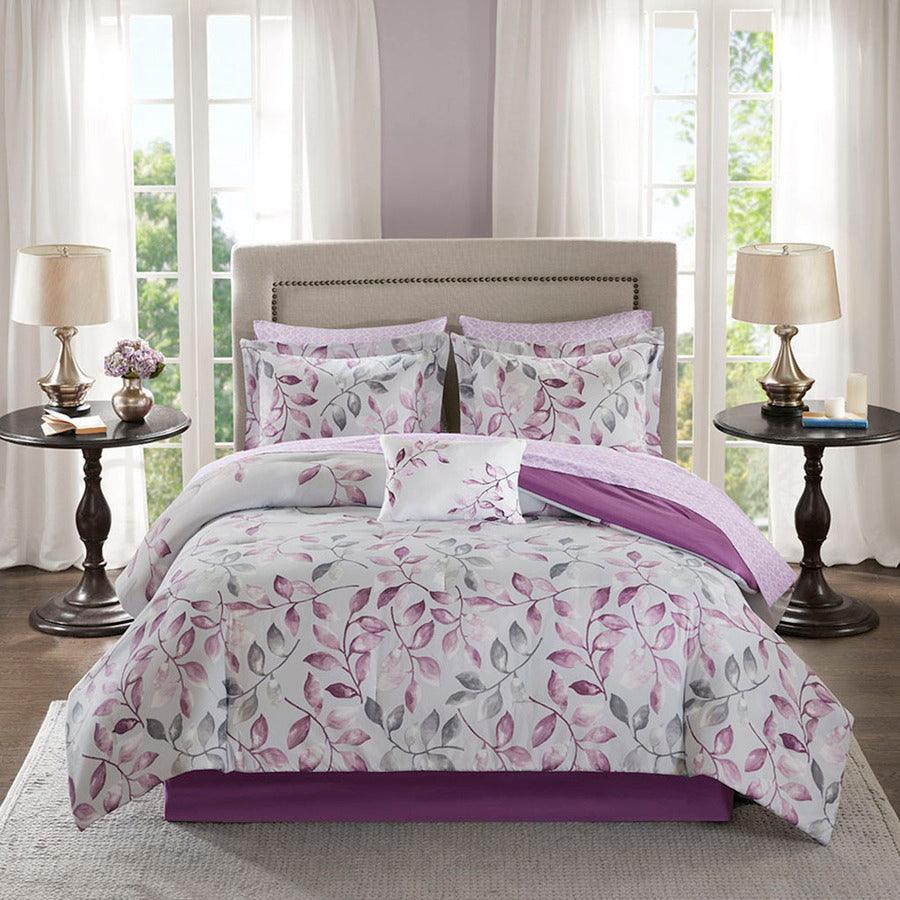 Lafael California King Complete Comforter and Cotton Sheet Set Purple Olliix.com