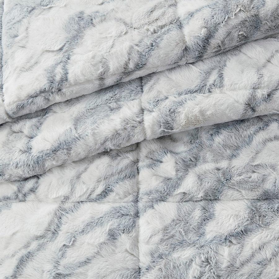 Lana Casual Marble Faux Fur Comforter Set Gray | Blue Queen Olliix.com