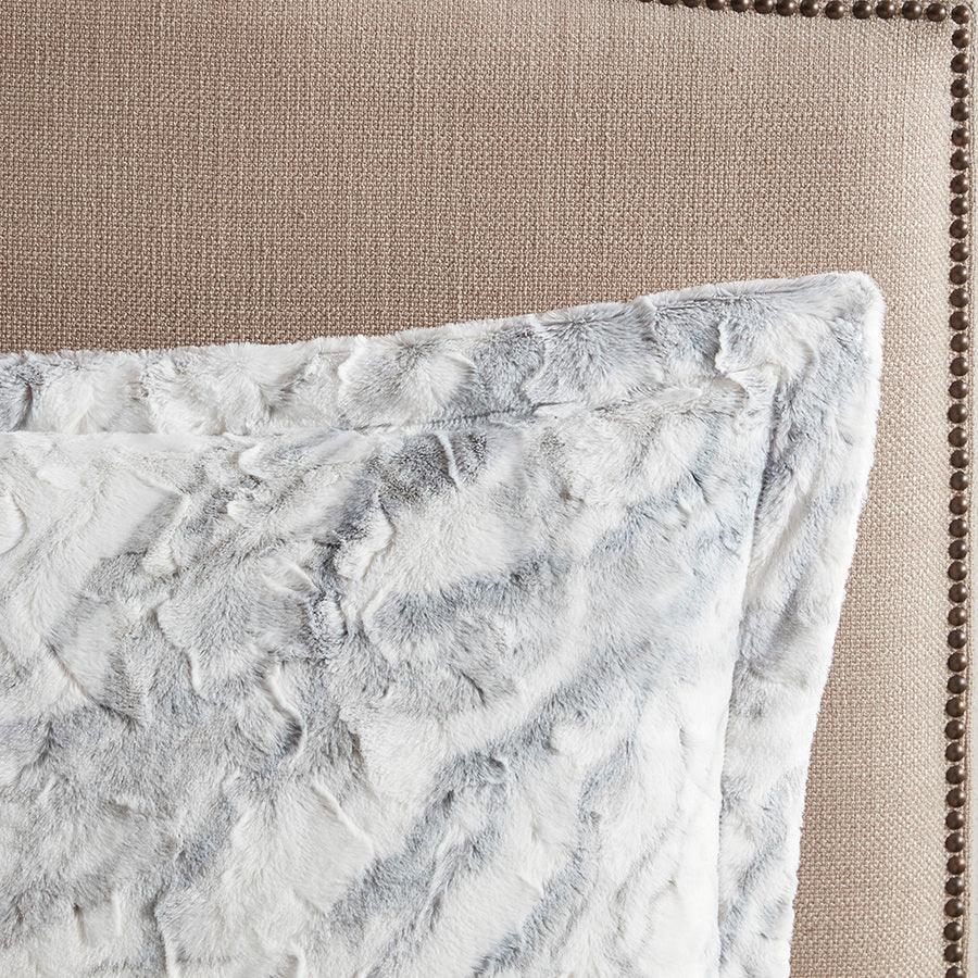 Lana Casual Marble Faux Fur Comforter Set Gray | Blue Queen Olliix.com