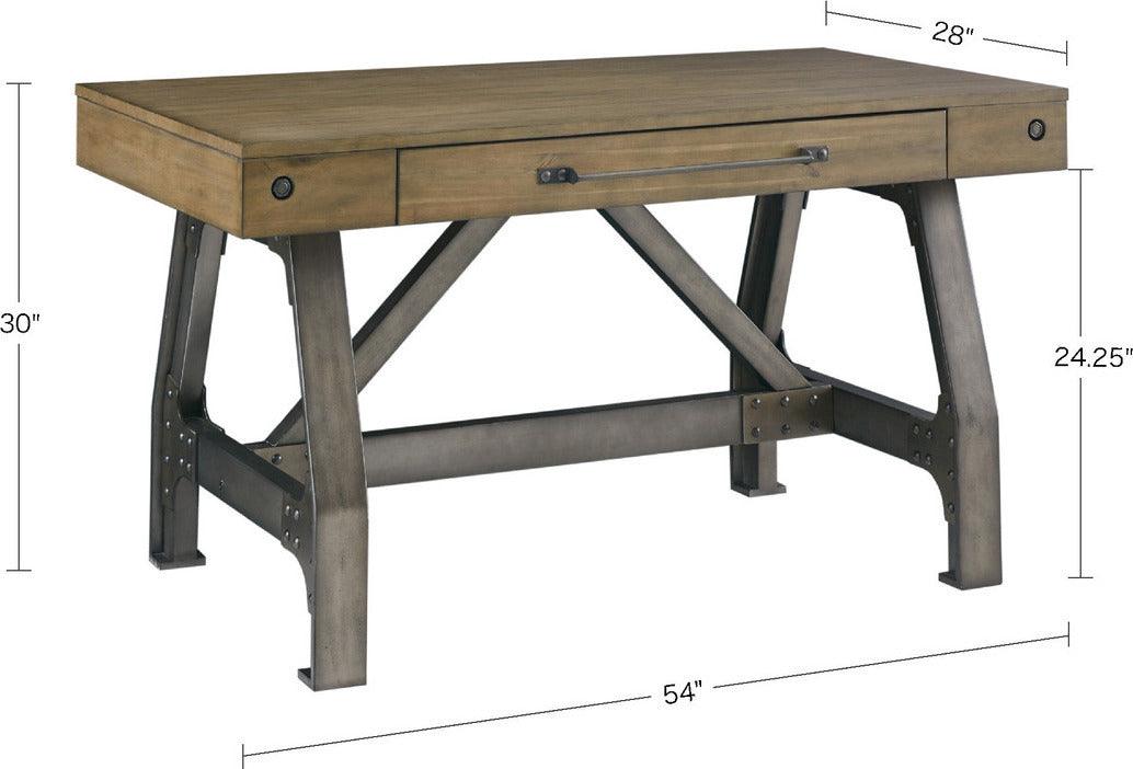 Lancaster Desk Oak & Silver Olliix.com