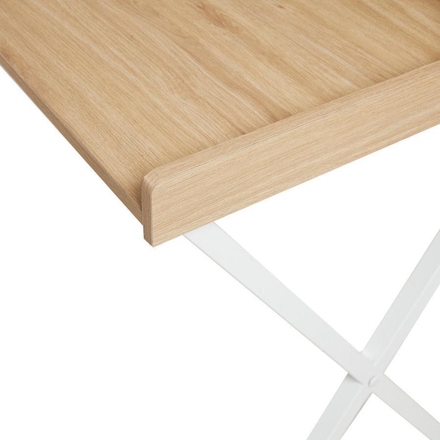 Laurel 23.5" Writing Desk With Storage And Metal Crossed Legs Natural & White Olliix.com