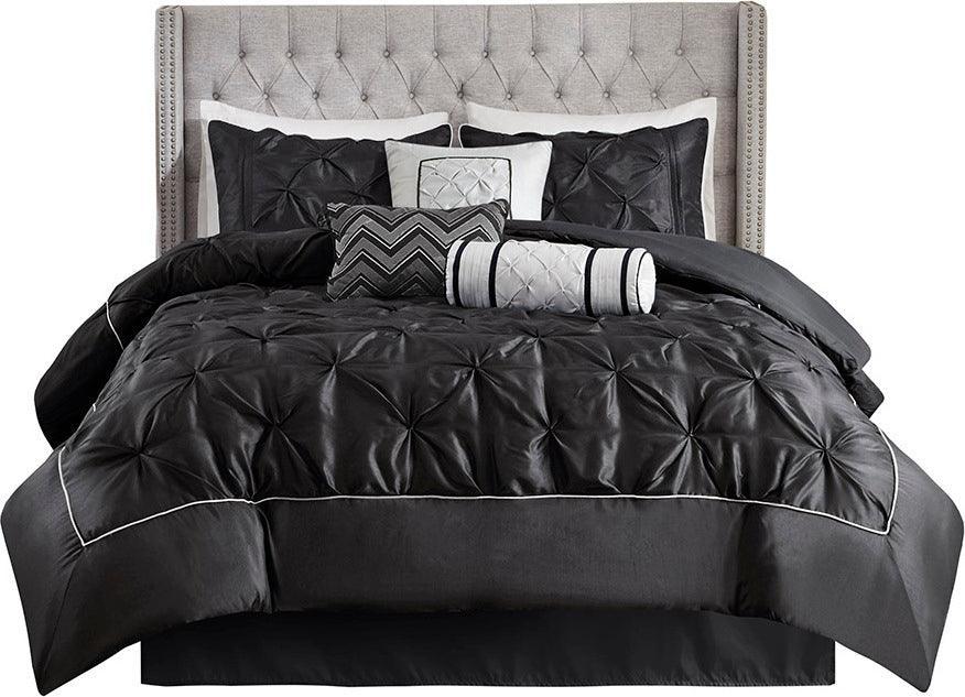 Laurel 7 Piece Tufted Comforter Set Black Queen Olliix.com