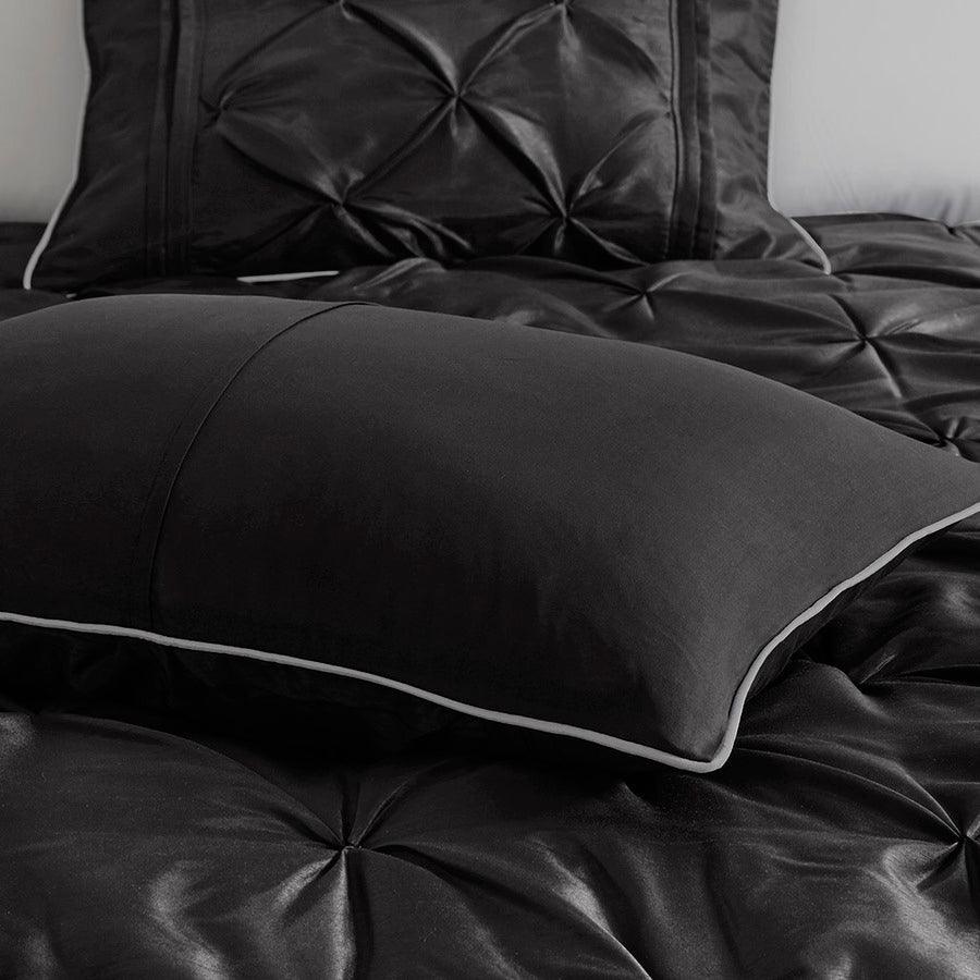 Laurel 7 Piece Tufted Comforter Set Black Queen Olliix.com