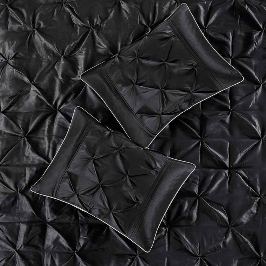 Laurel 7 Piece Tufted Comforter Set Black Queen Olliix.com